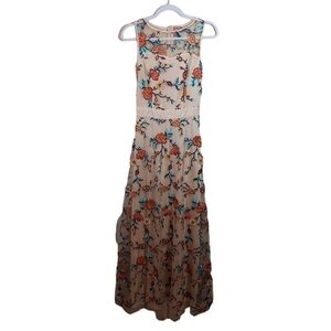 Boutique Brand Ladies Sleeveless Floral Embroidered Maxi Dress- size S
